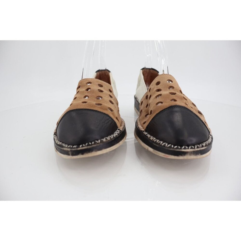 Hispanitas Chica Loafer Women's Size 37 6.5 Brown White Slip on Espadrilles Shoe - Picture 2 of 11